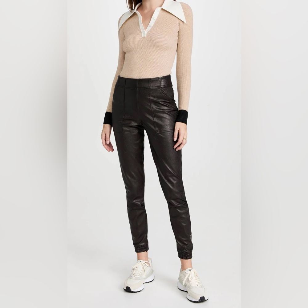 Spanx Black Leather-Like Joggers